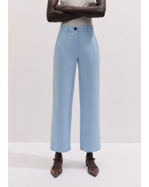ME+EM Blue Straight Crop Tailored Trouser