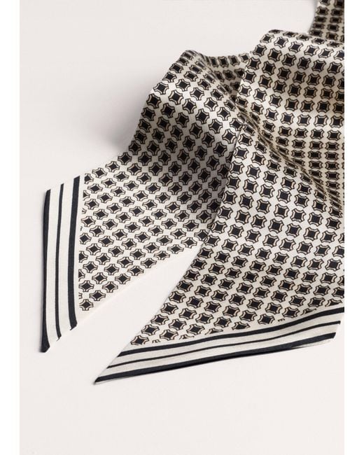 ME+EM White Tubular Squared Geo Print Scarf Cream
