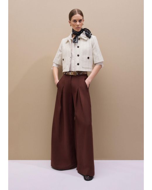 ME+EM Natural Textured Stripe Cropped Jacket