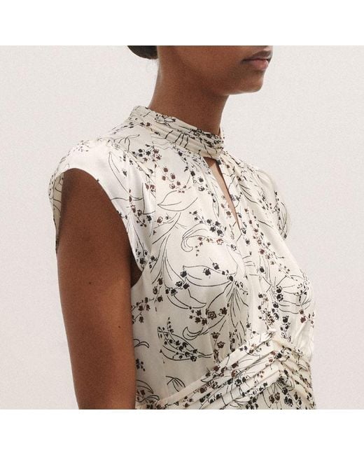 ME+EM Natural Lily Of The Valley Print Midi Tea Dress