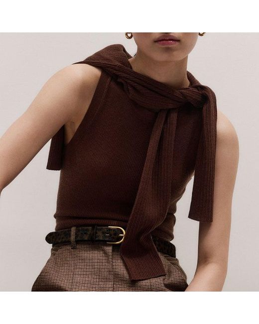 ME+EM Brown Barely There Knit Tank