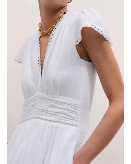ME+EM Natural Cheesecloth Fit And Flare Maxi Dress