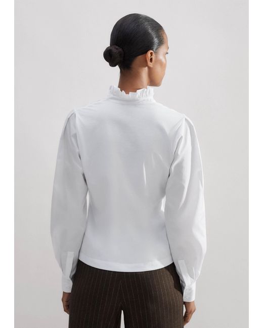 ME+EM White Mixed Media Textured Layering Shirt