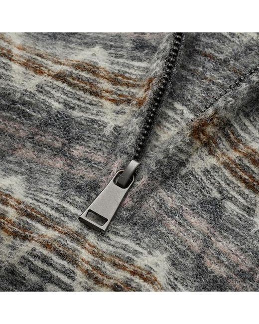 ME+EM Gray Half Zip Jacquard Knit Tee