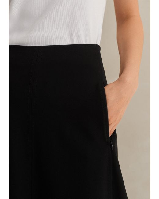 ME+EM Black Travel Tailoring A-line Midi Skirt