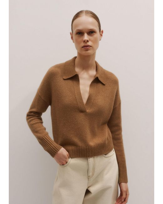 ME+EM Brown Cashmere Collared Neck Jumper