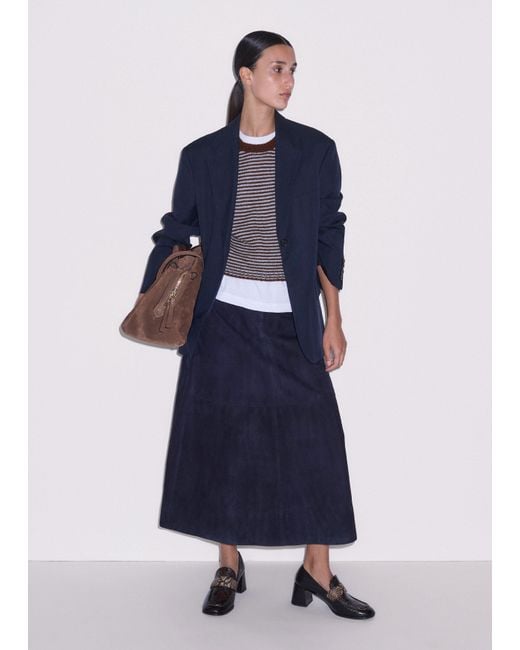 ME+EM Blue Luxe A-Line Maxi Skirt