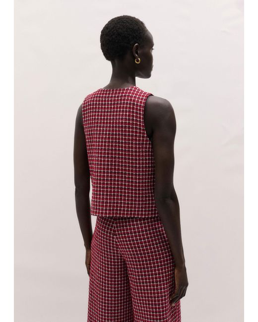 ME+EM Red Button Through Sleeveless Top