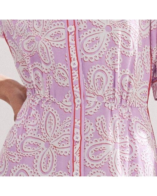 ME+EM Pink Linen-blend Lace Midi Shirt Dress + Belt