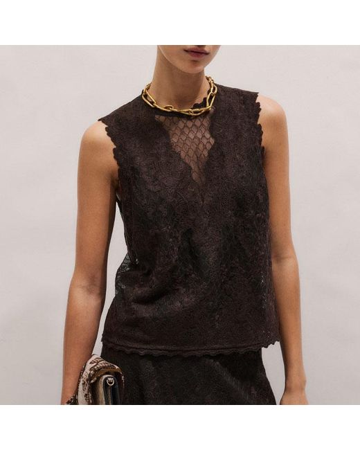 ME+EM Black Embroidered Tulle A-Line Maxi Skirt