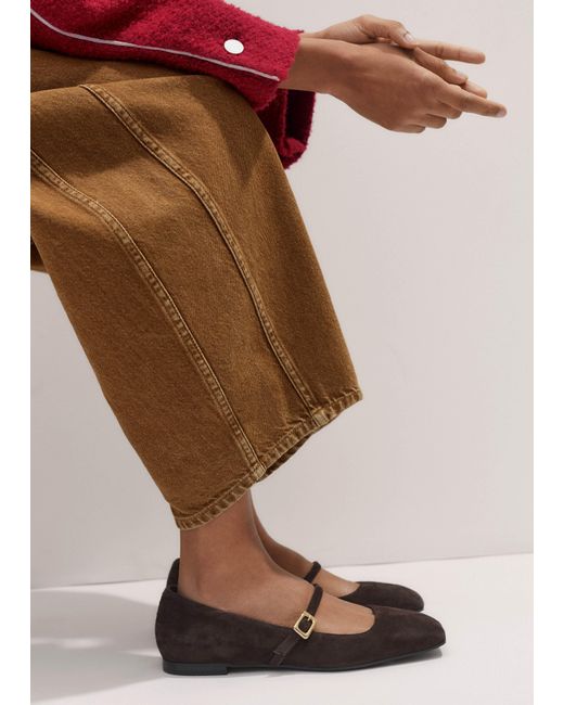 ME+EM Brown Refined Square Toe Ballerina