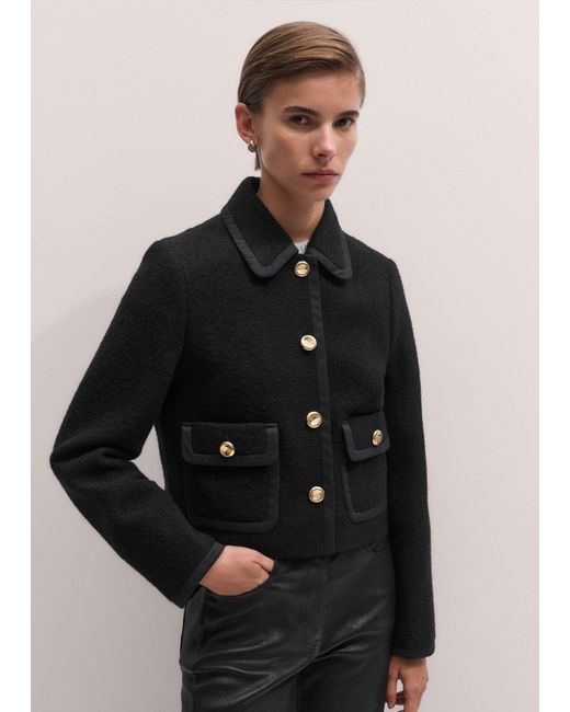 ME+EM Black Straight Cropped Bound Jacket