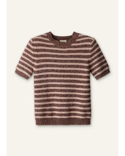 ME+EM Multicolor Mouliné Stripe Straight Knit Tee Cinnamon Multi
