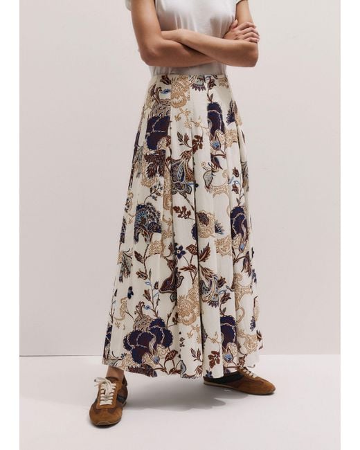 ME+EM White Grand Paisley Print Maxi Skirt