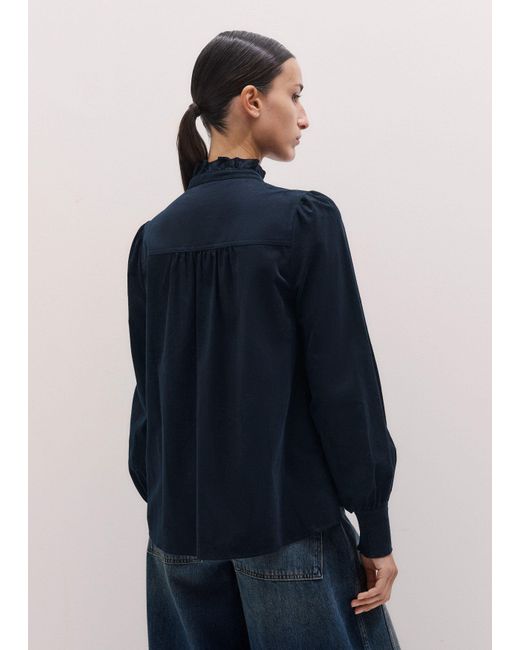 ME+EM Blue Super Soft Micro Cord Blouse