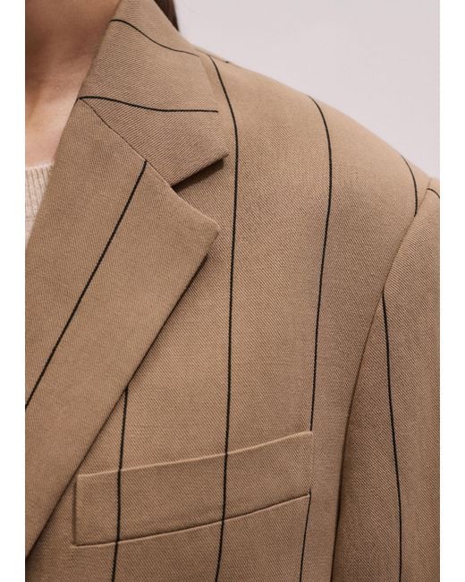 ME+EM Orange Intelligently Oversized Pinstripe Blazer Tan