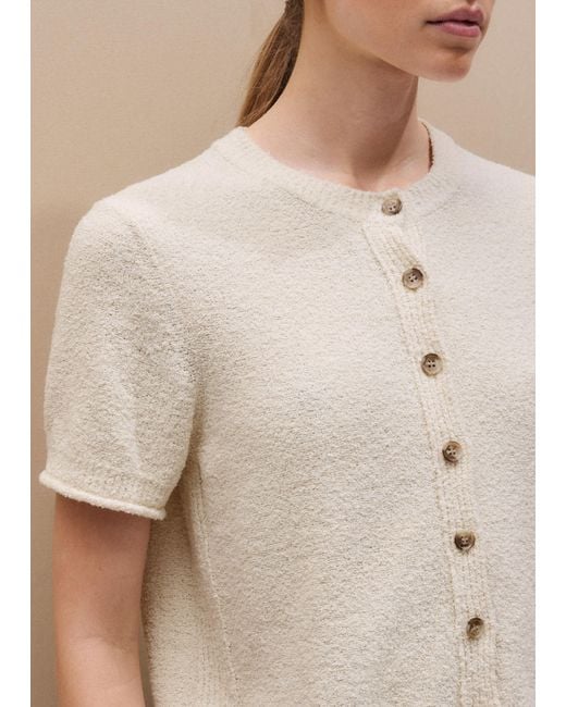 ME+EM Black Bouclé Straight Knit Button Tee