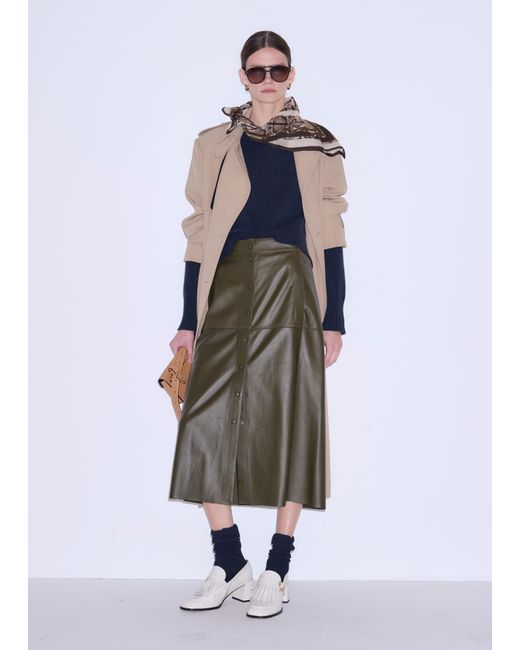 ME+EM Green Straight Button Front Maxi Skirt