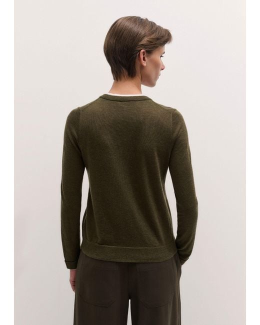 ME+EM Brown Barely There Contrast Trim Knit Baby Tee Rich-Soft