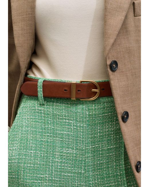 ME+EM Green Classic Round Reversible Belt Chocolate/Tan
