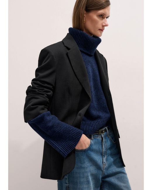 ME+EM Blue Merino Cashmere Mouliné Jumper + Snood/ Mouliné
