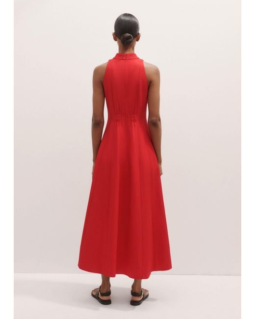 ME+EM Red Italian Twill Fit And Flare Maxi Dress