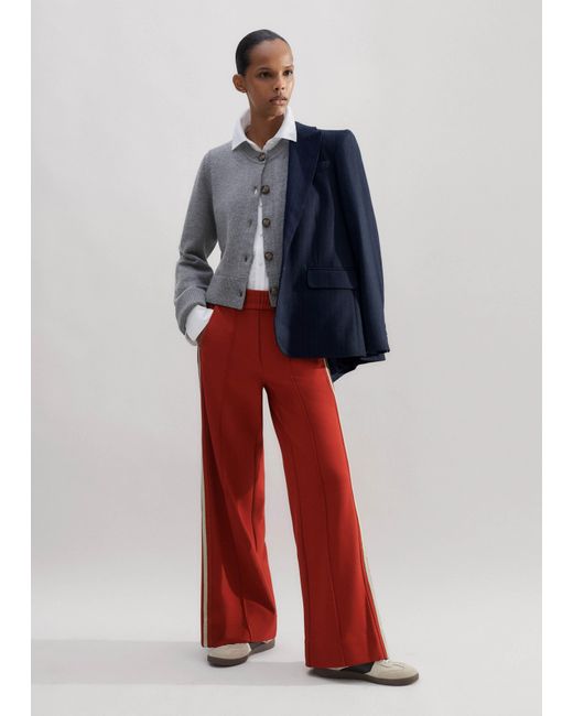 ME+EM Red Short-Length Convertible Side Stripe Pant