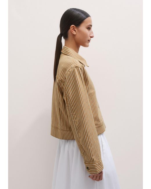 ME+EM Brown Cotton Denim Stripe Jacket