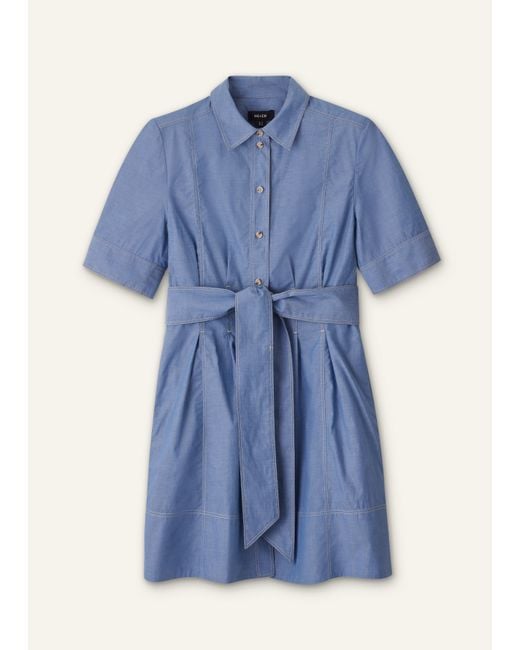 ME+EM Blue Cotton Chambray Mini Shirt Dress + Belt