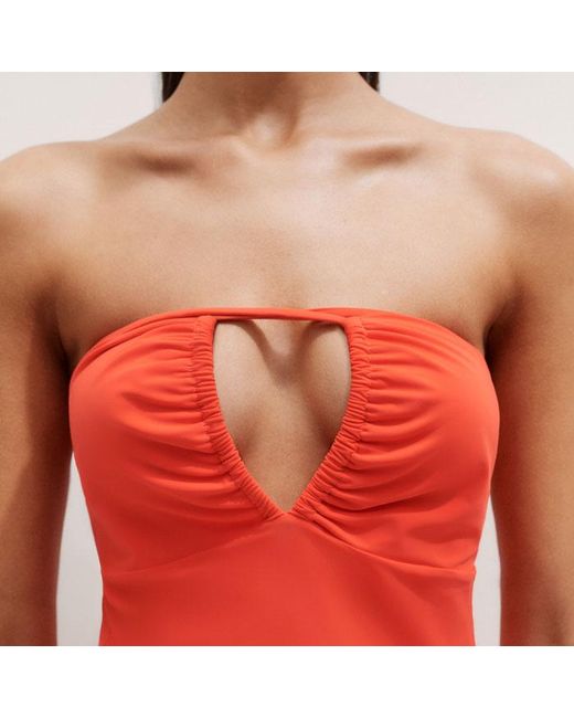 ME+EM Red Multiway Neck Ruched Swimsuit