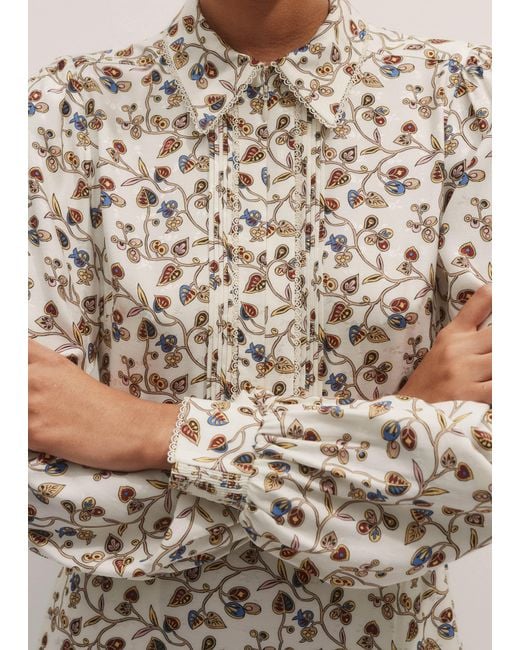 ME+EM Natural Jacquard Cottage Garden Print Maxi Shirt Dress + Belt