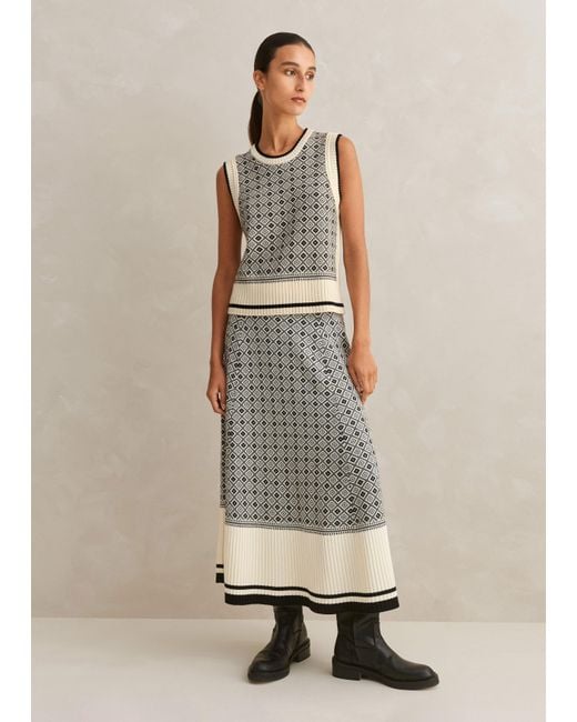 ME+EM Natural Merino Jacquard A-line Skirt