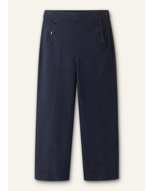 ME+EM Blue Button Front Straight Crop Trouser