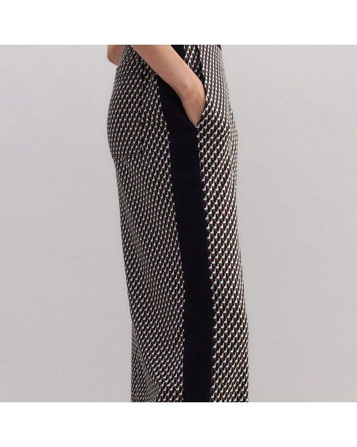 ME+EM Black Travel Tailoring Geo Jacquard Wide-Leg Pant