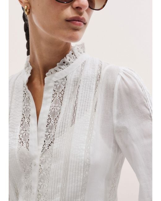 ME+EM White Cotton Voile Lace Trim Short Dress + Slip