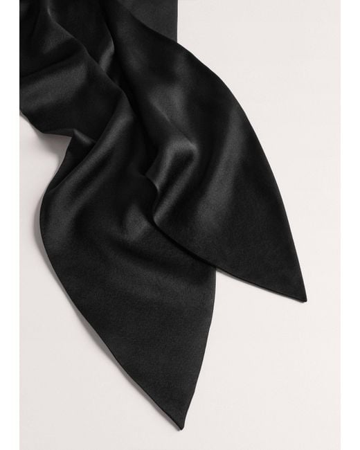 ME+EM Black Silk Satin Evening Scarf
