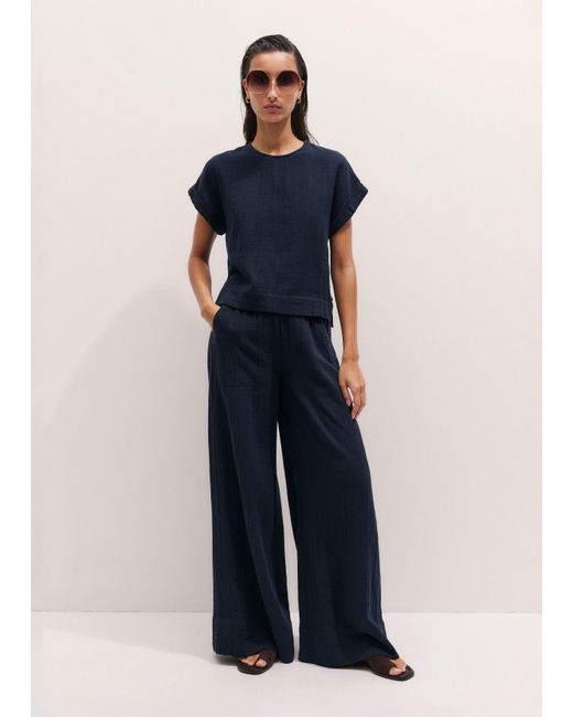 ME+EM Blue Cheesecloth T-Shirt