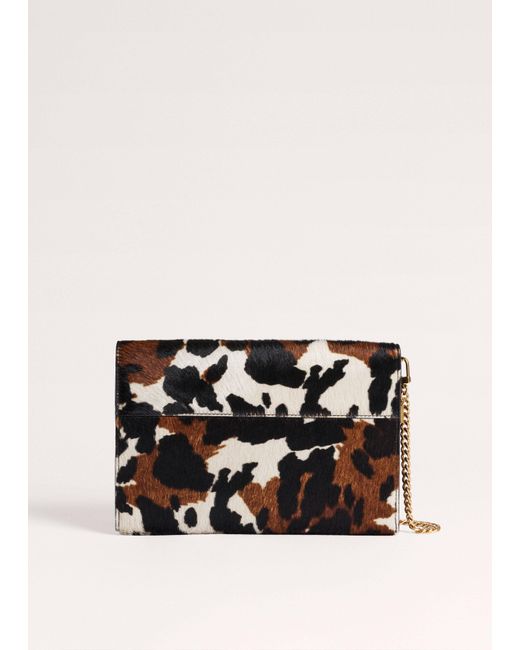 ME+EM Black Cow Print Envelope Clutch Dark Multi