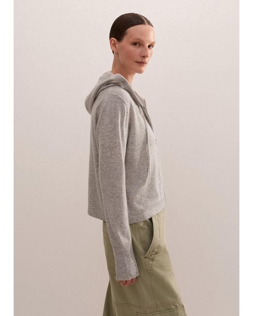 ME+EM Gray Cashmere Relaxed Fit Box Zip Hoody