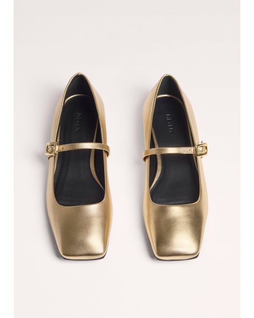 ME+EM Black Refined Square Toe Ballerina Flat