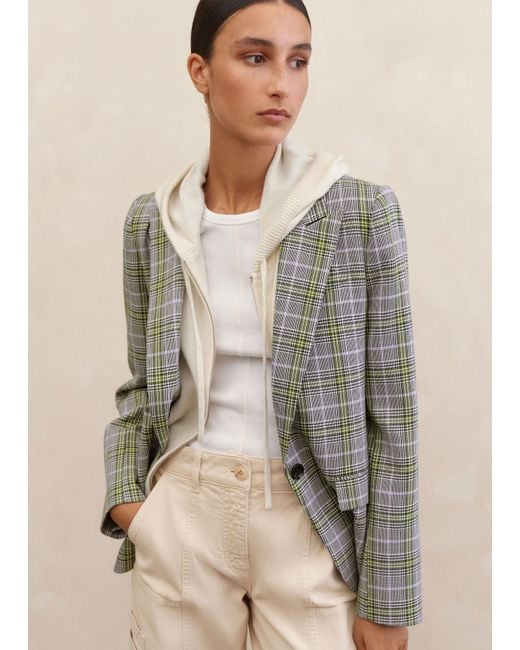 ME EM Check Boyfriend Blazer in Grey Lyst UK