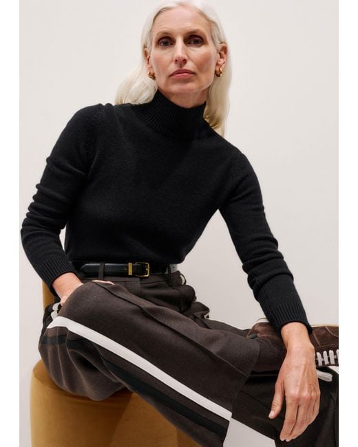 ME+EM Black Cashmere High Neck Crop Jumper