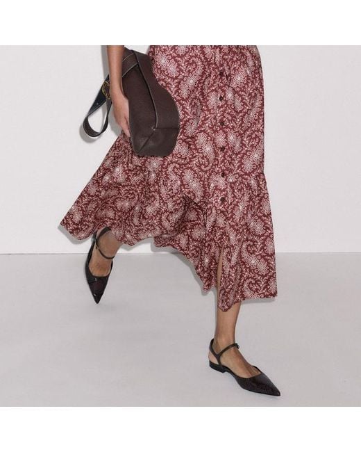 ME+EM Pink Cotton Dotted Floral Paisley Midi Shirt Dress + Belt