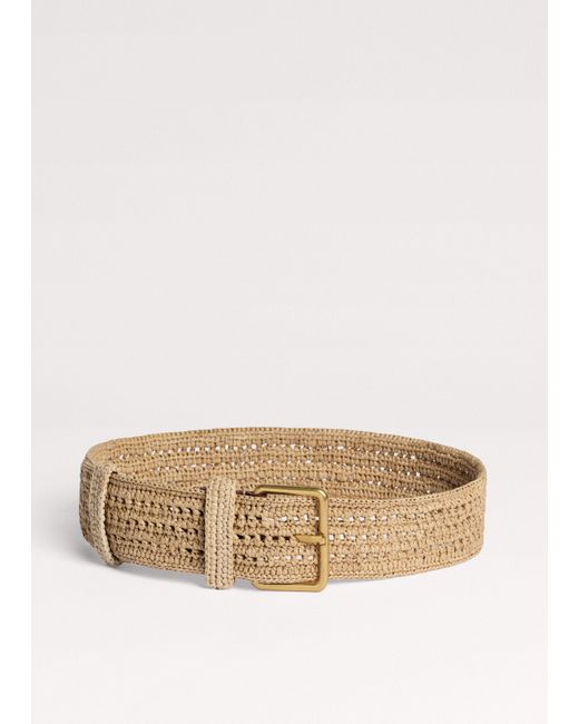ME+EM Natural Wide Raffia Belt Toast-Tan