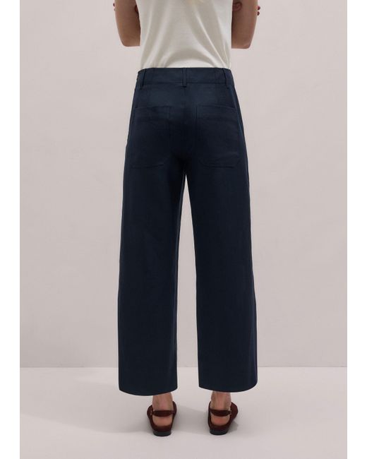 ME+EM Blue Straight Crop Trouser