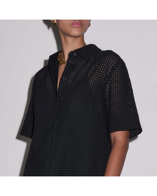 ME+EM Blue Broderie Anglaise Short Shirt Dress With Belt + Slip