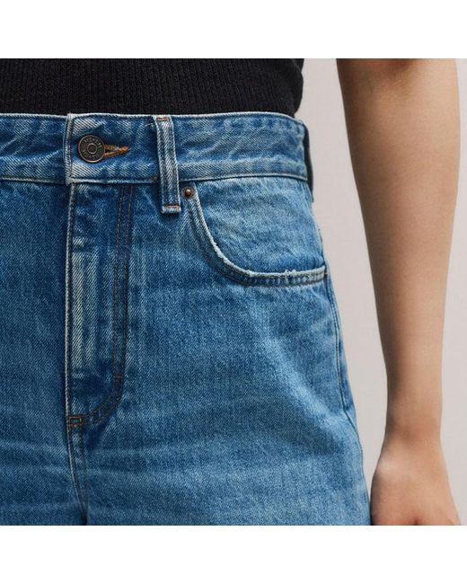 ME+EM Blue Distressed Ultimate Wide-Leg Jean Authentic