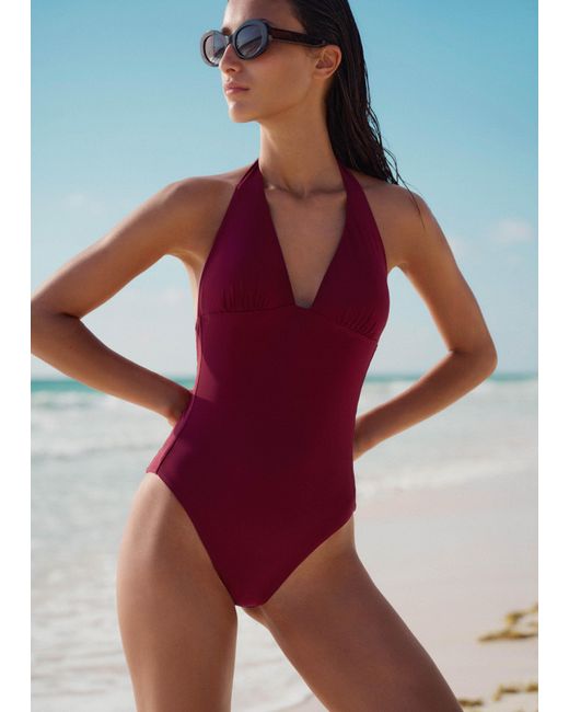 ME+EM Red Adjustable Halterneck Swimsuit