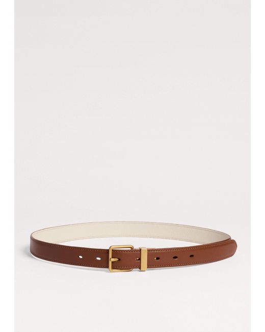 ME+EM Multicolor Reversible Belt Dark Tan-Buttercream