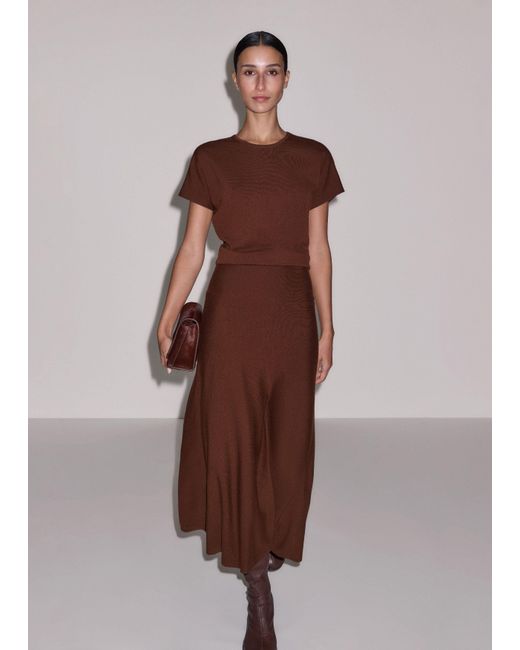 ME+EM Brown Fine Merino Blouson Maxi Dress
